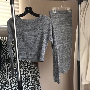 2-piece Grey Ribbed Set